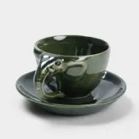 Чашка с блюдцем &laquo;Слоник&raquo;, 13&times;13&times;8 см, керамика, зелёная
