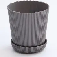Горшок цветочный с поддоном, 750 мл, 12&times;11.5 см, пластиковый, серый (оттенок МИКС)