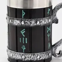 Кружка средневековая &laquo;Руны&raquo;, 600 мл, 15.5&times;10&times;14.5 см, нержавеющая сталь, чёрная