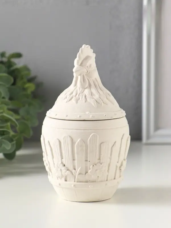 Шкатулка с крышкой для украшений &laquo;Петух&raquo;, 13&times;7 см, гипс