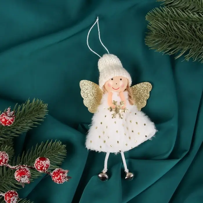 Мягкая подвеска Мягкая подвеска "Алиса" горошек, 13х6 см, бело-золотой