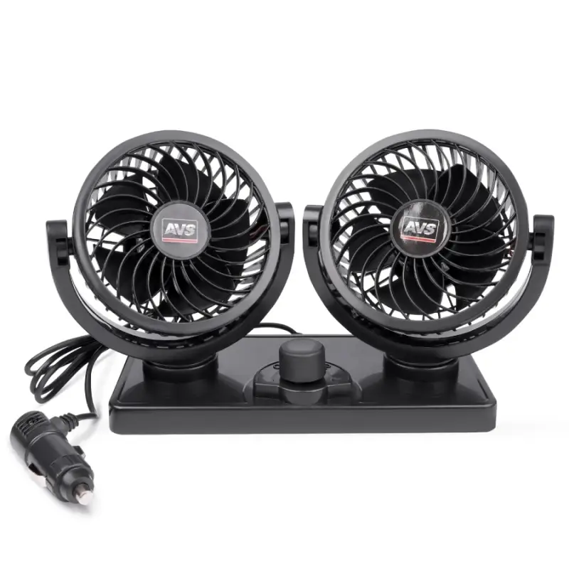 Вентилятор автомобильный двойной AVS 8098 12B 4" (корпус: пластик, цвет:чёрный)