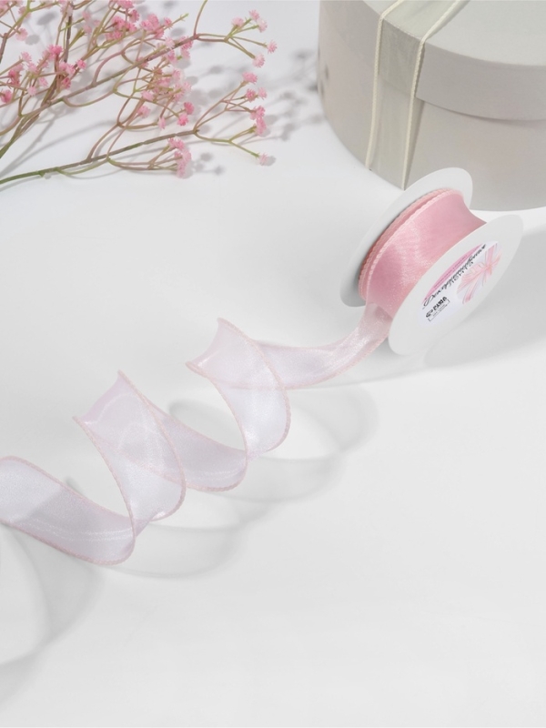 Лента капроновая «Волна», с блеском, 40 мм, 10 ± 1 м, цвет светло-розовый №36