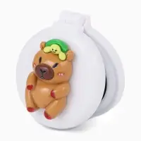 Расчёска массажная &laquo;Капибара&raquo;, складная, с зеркалом, d=6.5 см, белая