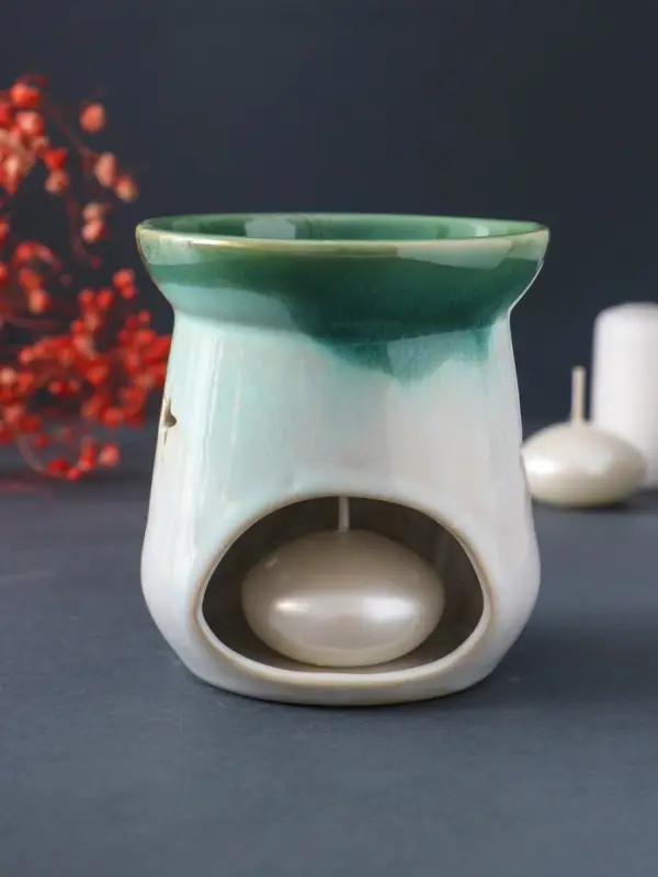 Аромалампа для эфирных масел &laquo;Море волнуется&raquo;, керамика, зелёный, 8.6&times;8.6&times;9.8 см