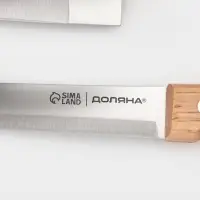 Набор кухонных ножей Доляна Wood, набор 3 шт., лезвие: 8 см, 12 см, 19.5 см, ручка деревянная