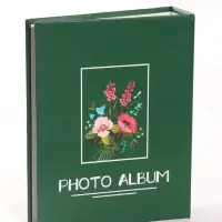 Фотоальбом на 200 фото &laquo;Букет садовых цветов&raquo;, 10&times;15 см, 17.5&times;5.2&times;23 см, зелёный