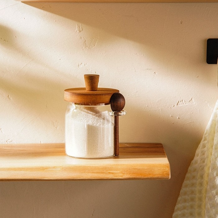 Банка стеклянная для сыпучих продуктов с ложкой SL Home «Южная акация», 400 мл, 10,5×9×13 см Банка стеклянная для сыпучих продуктов с ложкой SL Home «Южная акация», 400 мл, 10,5×9×13 см