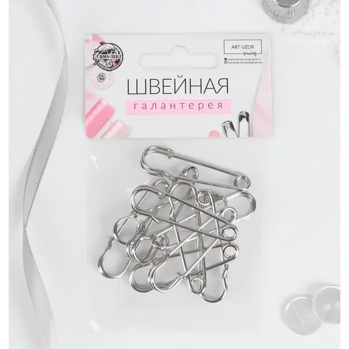 Булавки шляпные, 45 мм, 10 шт., цвет серебряный