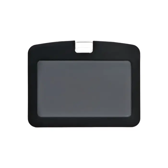 Бейдж горизонтальный, внешний размер 100&times;79 мм, внутренний размер 85&times;54 мм, силиконовый, чёрный