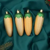 Ёлочные игрушки 4 шт. &laquo;Кукуруза&raquo; 10&times;3 см, золото