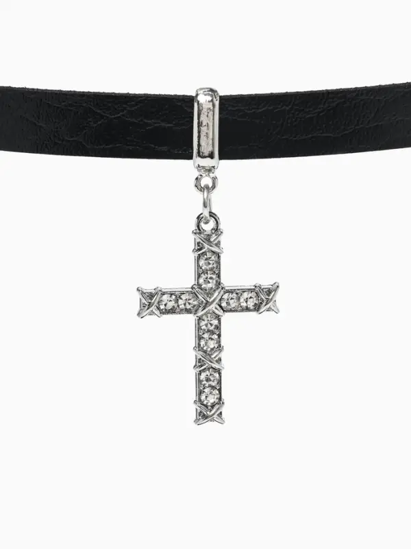 Чокер &laquo;Стиль&raquo;, крест, чёрный, 39.5 см