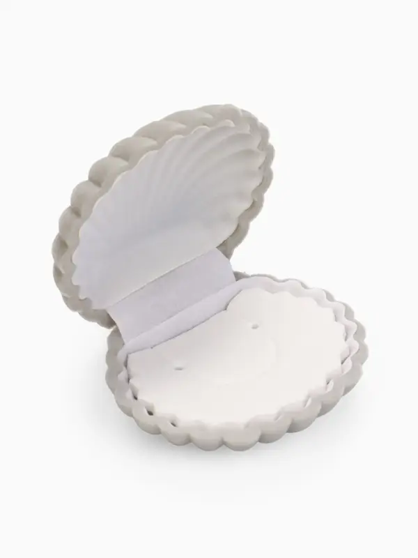 Футляр под кольцо, серьги &laquo;Ракушка&raquo;, бархатный, 6&times;5.5 см, серый