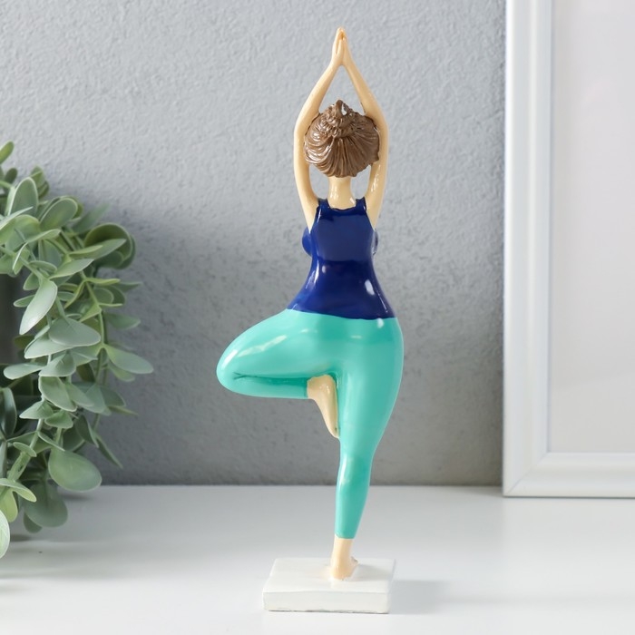 Сувенир полистоун  Сувенир полистоун "Пышечка - йога поза дерева" сине-бирюзовая 7х4,5х20,5 см