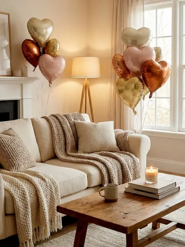 Воздушные шары фольгированные 17" "Сердце" цвет шоколадный сатин, набор 5 штук