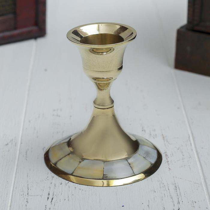 Подсвечник на 1 свечу с перламутром 7,5 см Подсвечник на 1 свечу с перламутром 7,5 см