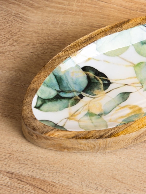 Блюдо в форме рыбки "Листья" дерево манго 25,5х10х2 см