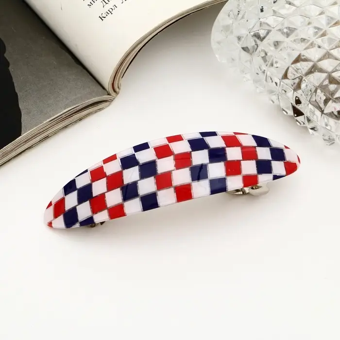 Заколка - автомат для волос «Шахматка», 9 см, МИКС