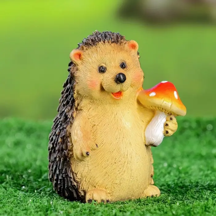 Садовая фигура из полистоуна &laquo;Ежик с мухомором&raquo;, 11&times;9&times;8.5 см