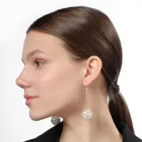 Серьги висячие &laquo;Шарик&raquo;, переплетение, цвет светлое серебро, 6.5 см