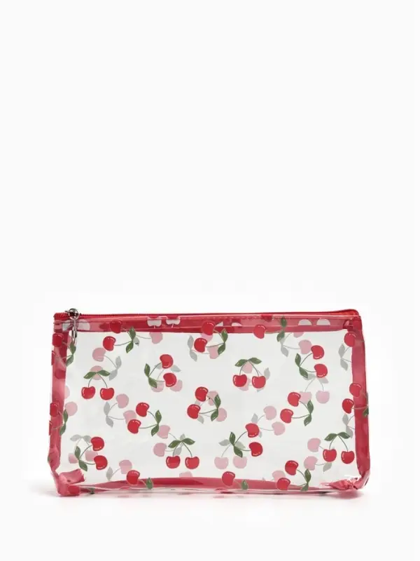 Косметичка ПВХ Вишня 25*5*15, отд на молнии,  прозрачный