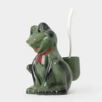 Ёршик для унитаза с подставкой &laquo;Лягушка&raquo;, фарфор, зелёный