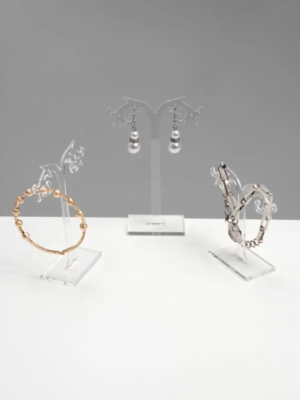 Подставка под серьги &laquo;QF. Ажурная&raquo;, набор 3 шт. h=8.5, 10, 12 см, прозрачная