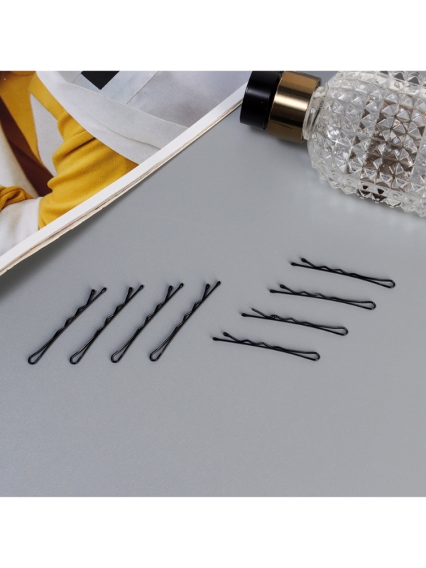 Невидимка для волос  Невидимка для волос "Глория" (набор 80 шт) зайчонок, 4,5 см, чёрный