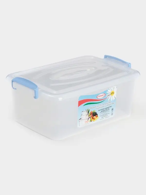 Контейнер пищевой, 9.75 л, 37.5&times;25&times;14 см, прямоугольный, прозрачный, ручки МИКС