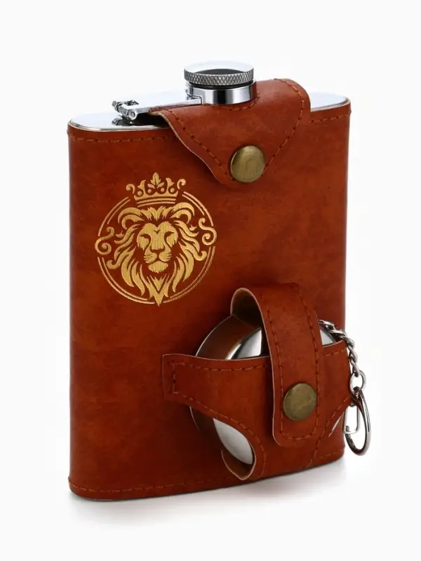 Фляжка со складной стопкой в чехле &laquo;Лев&raquo;, 240 мл, 75 мл