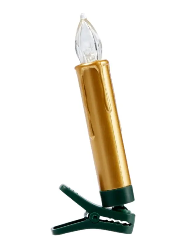 Светодиодные &laquo;Свечи на прищепках золотистые&raquo; 9 см, набор 10 шт., 10 LED, от батареек АААх10, пульт, свечение тёплое белое