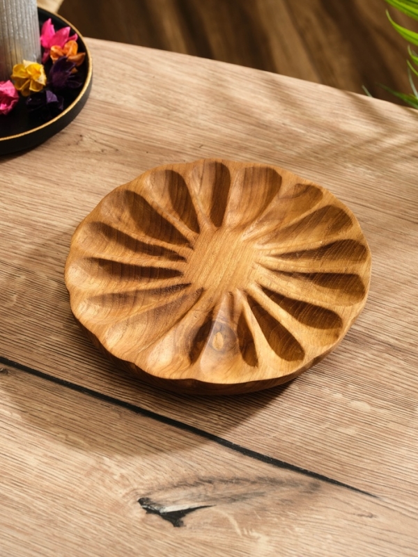 Тарелка Тарелка "Раковина" дерево Джати, 20х20х3 см, цв. коричневый