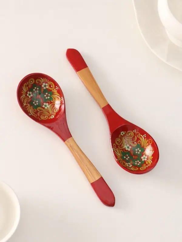 Ложка деревянная &laquo;Краснушка&raquo;, с плоским черенком, 20.2&times;6.2 см, хохлома, ручная роспись