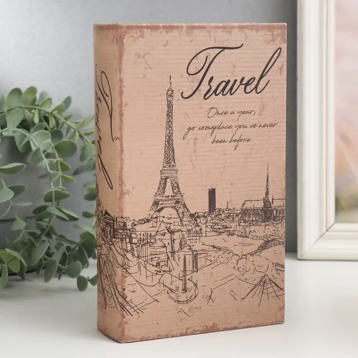 Шкатулка книга - сейф &laquo;Эйфелева башня. Винтаж&raquo;, дерево и искусственная кожа, с замком, 21&times;13&times;5 см