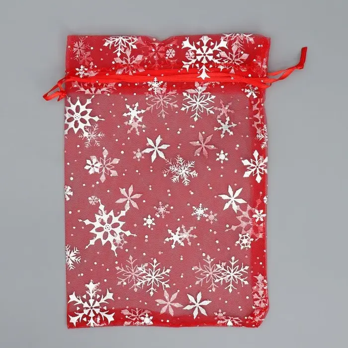 Мешочек подарочный органза «Снежинки на ветру», тиснение, органза,16 х 24 см +/- 1.5 см Мешочек подарочный органза «Снежинки на ветру», тиснение, органза,16 х 24 см +/- 1.5 см