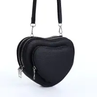 Сумка женская кросс-боди на молнии, в форме сердца, 20&times;5&times;16 см, чёрная