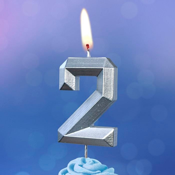 Свеча в торт на шпажке «Серебряные грани», цифра 2, серебряная Свеча в торт на шпажке «Серебряные грани», цифра 2, серебряная