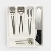 Лоток для столовых приборов раздвижной Виолет, 5 секций, пластик, 33&times;29.5&times;5.3 см, белый