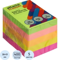 Стикеры  с клеев.краем 38x51 мм, 400 лист, 5 неоновых цв