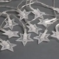 Гирлянда &laquo;Нить&raquo; 3 м с насадками &laquo;Звёзды&raquo;, IP20, прозрачная нить, 20 LED, от батареек АА&times;3, свечение мульти