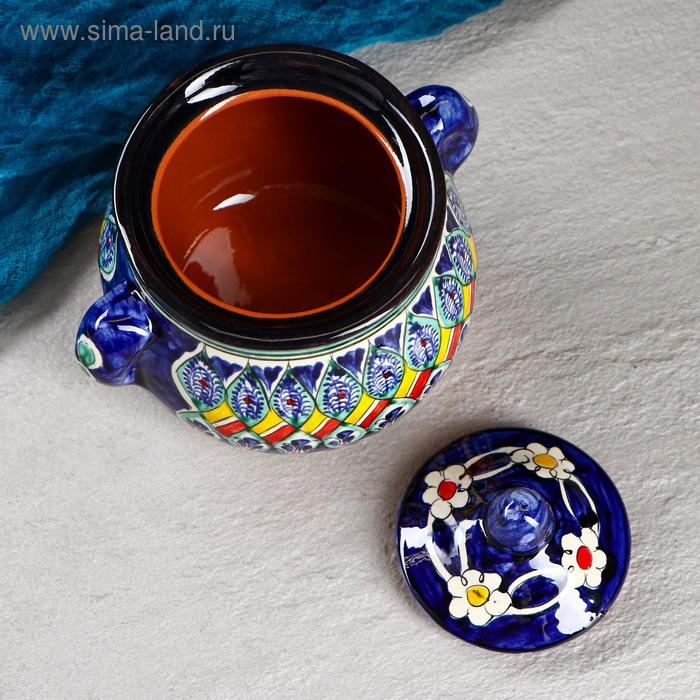 Сахарница Риштанская Керамика  Сахарница Риштанская Керамика "Узоры", 800 мл, синяя