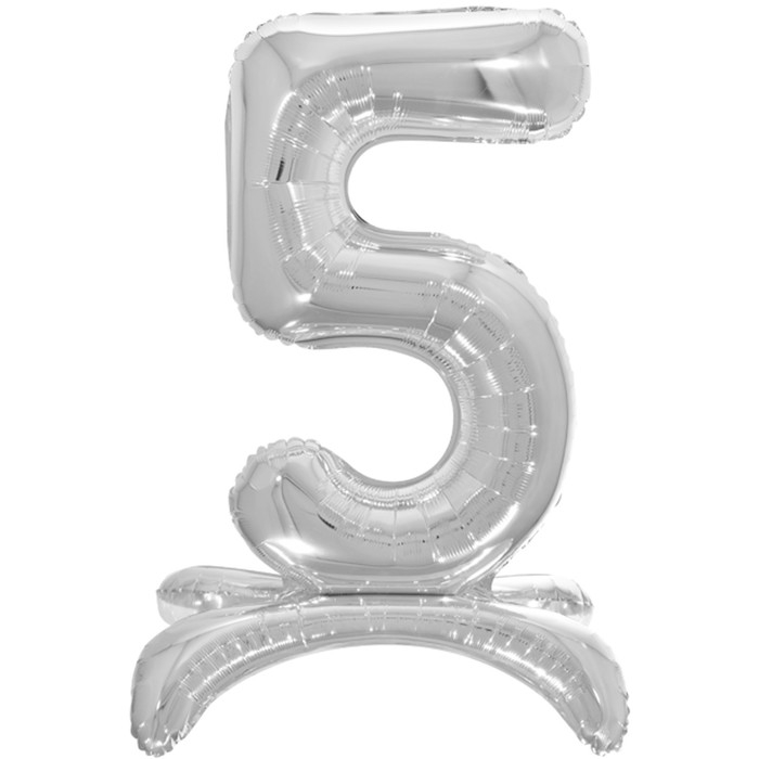 Шар фольгированный 32" &laquo;5&raquo;, на подставке, цвет серебро