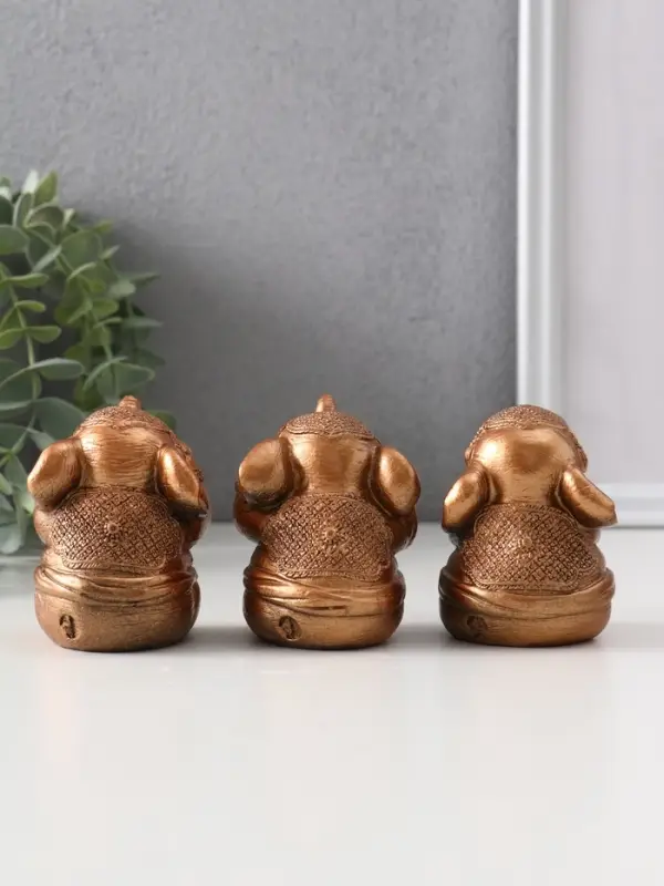 Набор «Слон ничего не вижу, не слышу, не говорю», 3 шт., бронза, 7 см