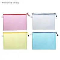 Папка-конверт на молнии А4, Calligrata &laquo;Клеточка&raquo;, МИКС