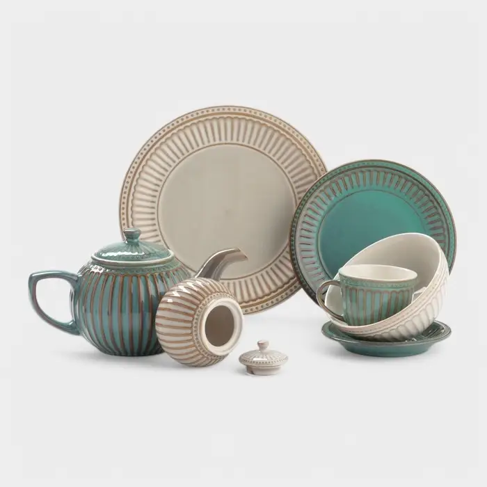 Набор кружек Доляна &laquo;Винтаж&raquo;, 350 мл, 2 шт., керамика, бирюзовые