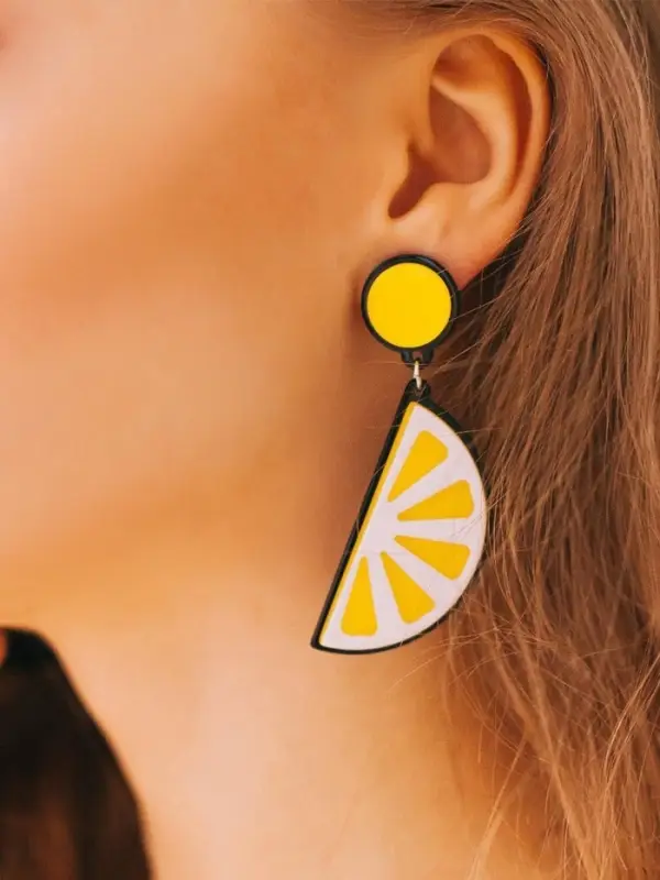 Серьги пластик &laquo;Вивьен&raquo; лимоны, цвет жёлто-белый