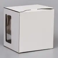 Коробка под торт 2 окна, с ручками, белая, 24&times;24&times;20 см