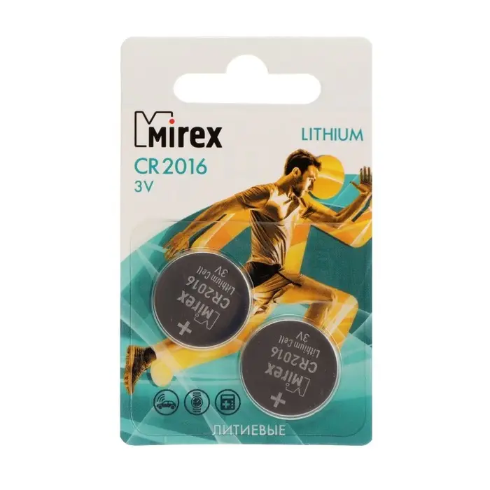 Батарейка литиевая Mirex, CR2016-2BL, 3В, блистер, 2 шт. Батарейка литиевая Mirex, CR2016-2BL, 3В, блистер, 2 шт.