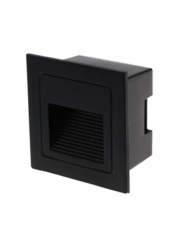 Встраиваемый светильник для лестницы, IP65, 3 Вт, 6500К, 68&times;68 мм, квадратный, чёрный, свечение холодное белое