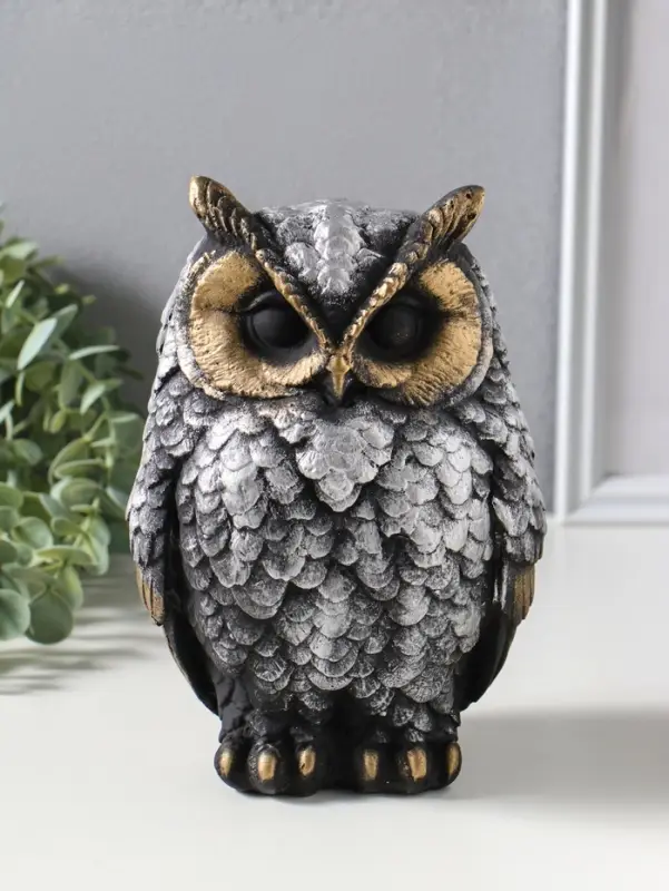 Копилка для денег &laquo;Филин Филя&raquo;, гипс, 13&times;13&times;20 см, серебро с бронзой